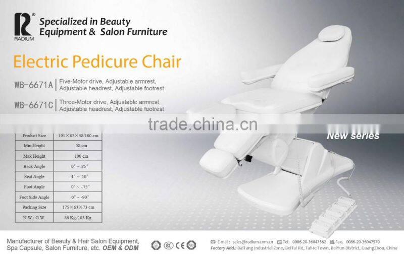 Electric Pedicure chair/pedicure spa chair with 3 motors message bed