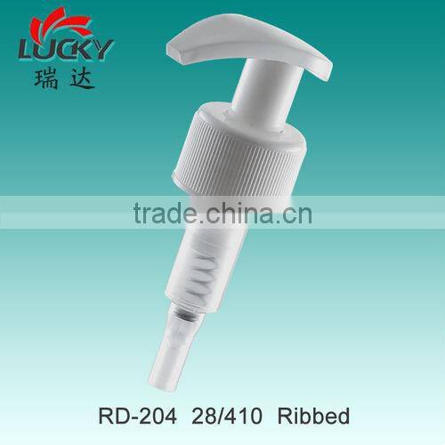 28mm plastic left right lock lotion pump ribbed closure hand shampoo pump