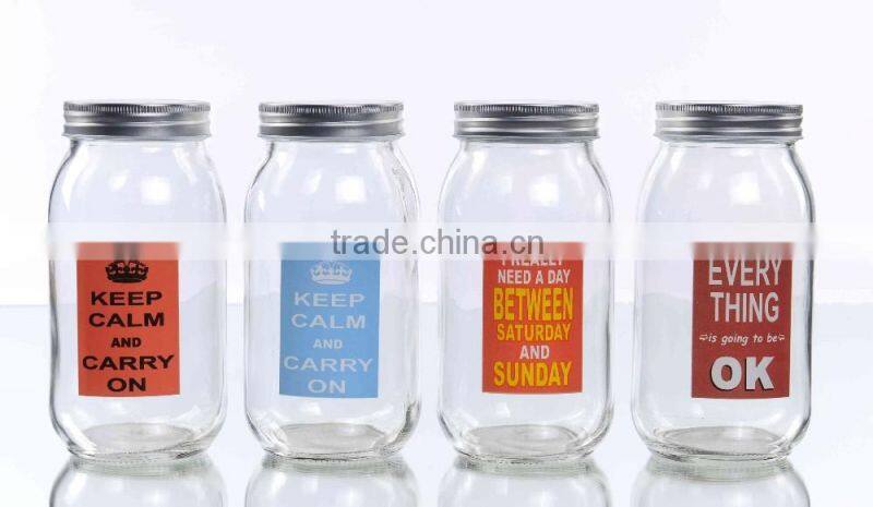 738ml Sayings Decal Glass Mason Jar
