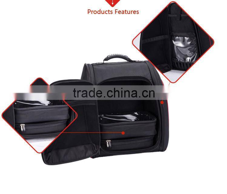 New Arrival Soft Nylon Makeup Artist Travel Backpack With Cosmetics Clear Storage