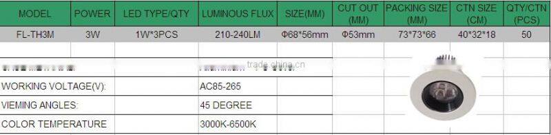 2014 hot sale 3w led ceiling incandescent luminaire