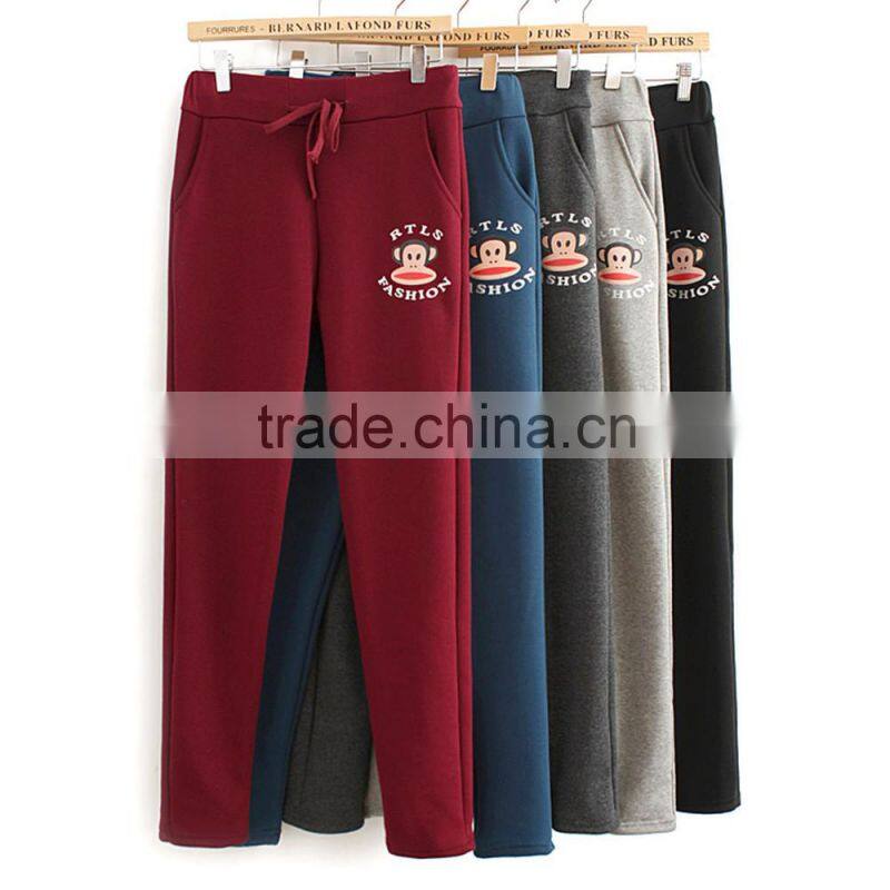 2016 Winter Custom Jogger Sweatpants, Wholesale cartoon monkey printed Women's Sports Sweatpants