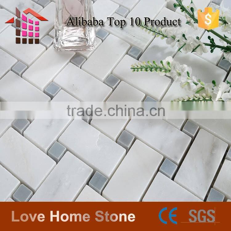 Customized Shaped Stone Mosaic Tiles, Basketweave Mosaic Tile for Wall and Floor