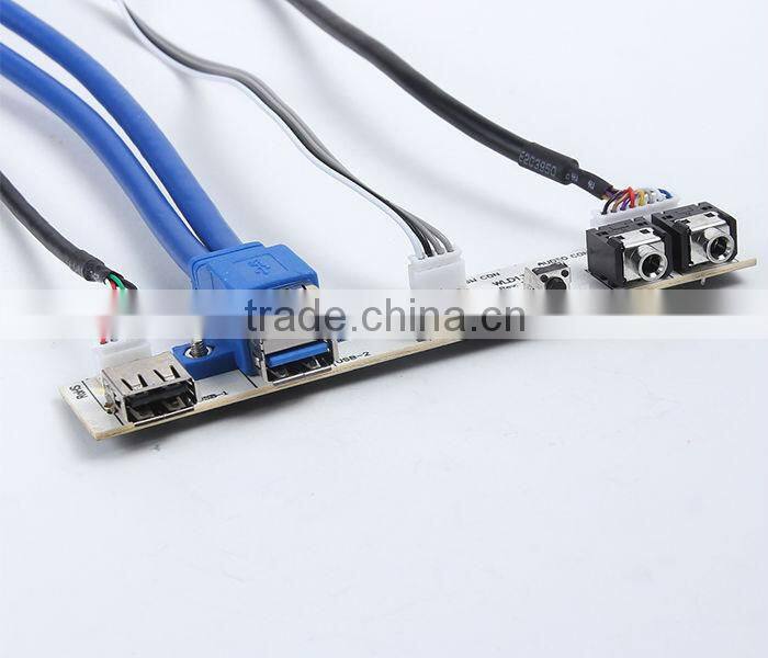 dual USB3.0 + AV + switch + PCB13223 Audio Front I/O Panel w/ Cables for PC