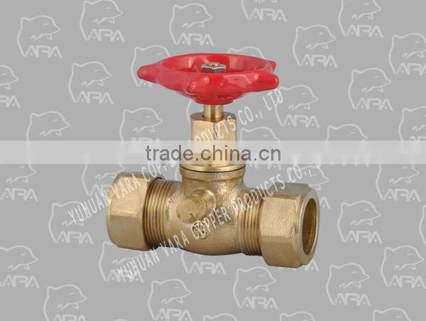 701-51 O.D.COMP. X O.D.COMP. STOP VALVE BRASS WITH DRAIN