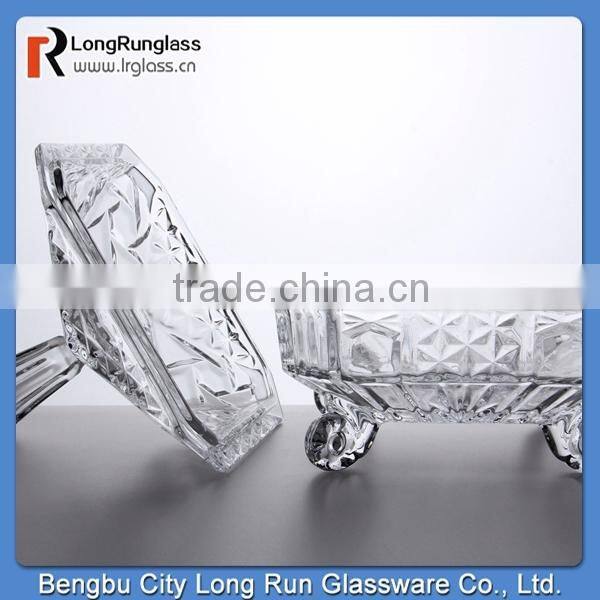 LongRun 24oz beautiful carved machine pressed glassware customized glass candy box
