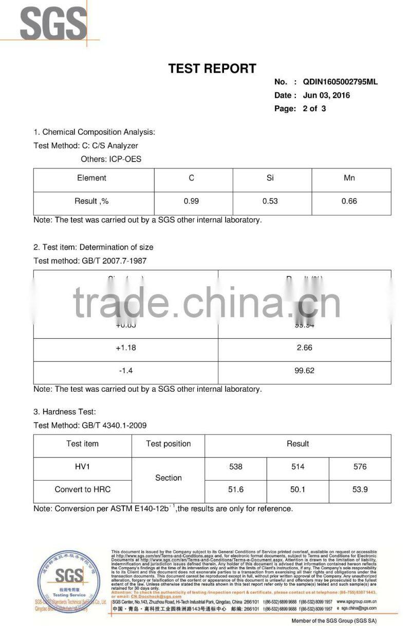 high wearing resistance C 0.85-1.0% casting steel ball for steel structures blast cleaning