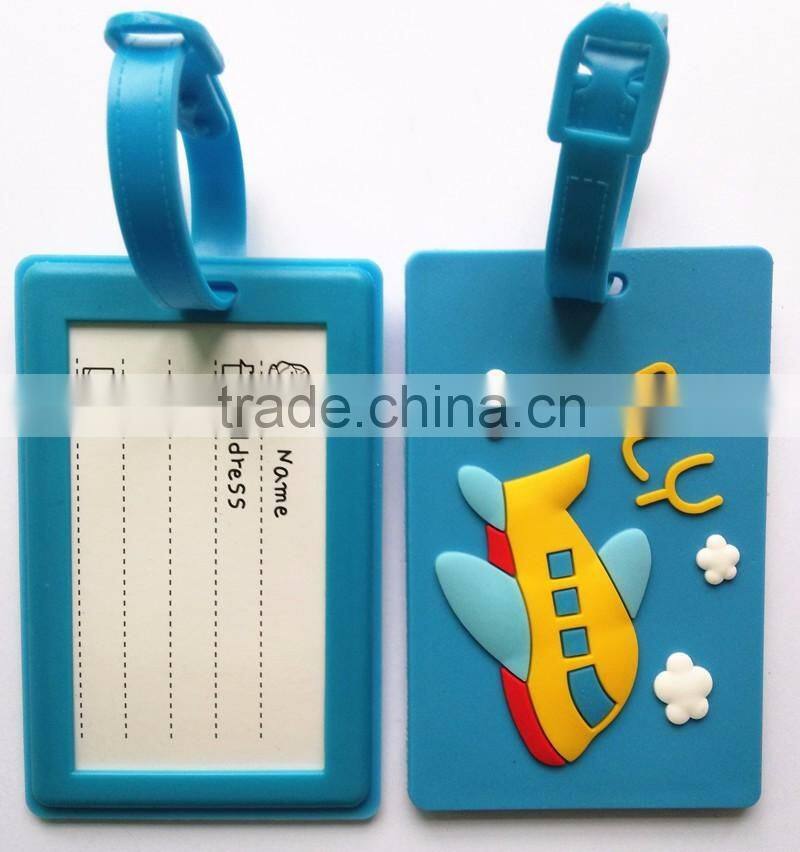 Wholesale Manufacture Custom Airplane Shaped Bag Tag Soft PVC Rubber Luggage Tag