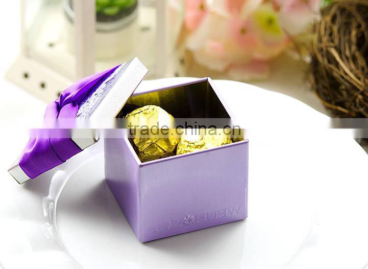 creative square purple paper Gift Box candy box chocolate box for wedding and children party
