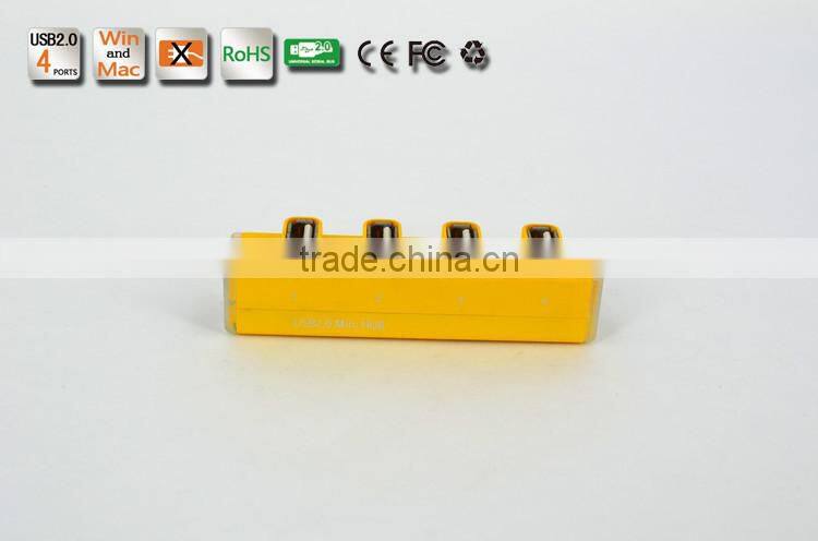 Hi-speed 4 port Mini Colorful usb 2.0 hub 480Mbps for Windows 95/98/2000/2003/ME/XP/Vista or Mac OS 8.1above
