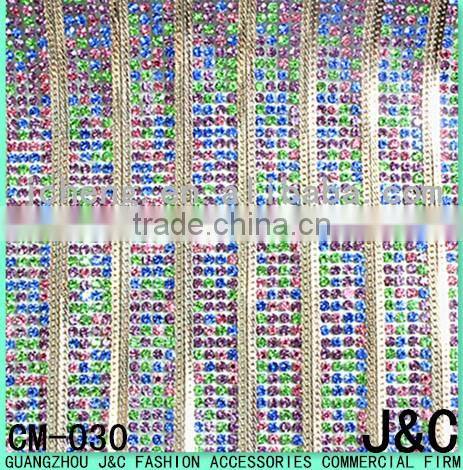 2 lines gold mesh chain with 4 lines of rhinestone adhesive mesh