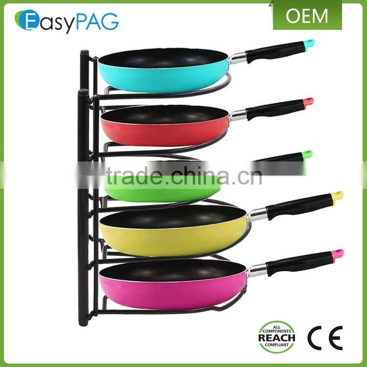 Kitchen ware storage metal 5 tire pan organizer rack