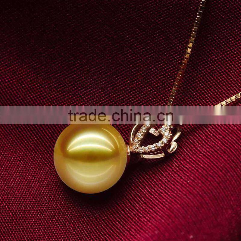 10mm AAA south sea pearl gold pendant
