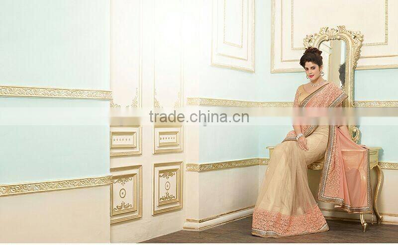 Dark Red Georgette On Fancy Net Saree Online Buy