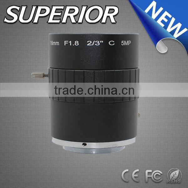 focal length 16mm manual iris c-mount camera lens 5megapixel lenses optic lens for machine vision cctv lens