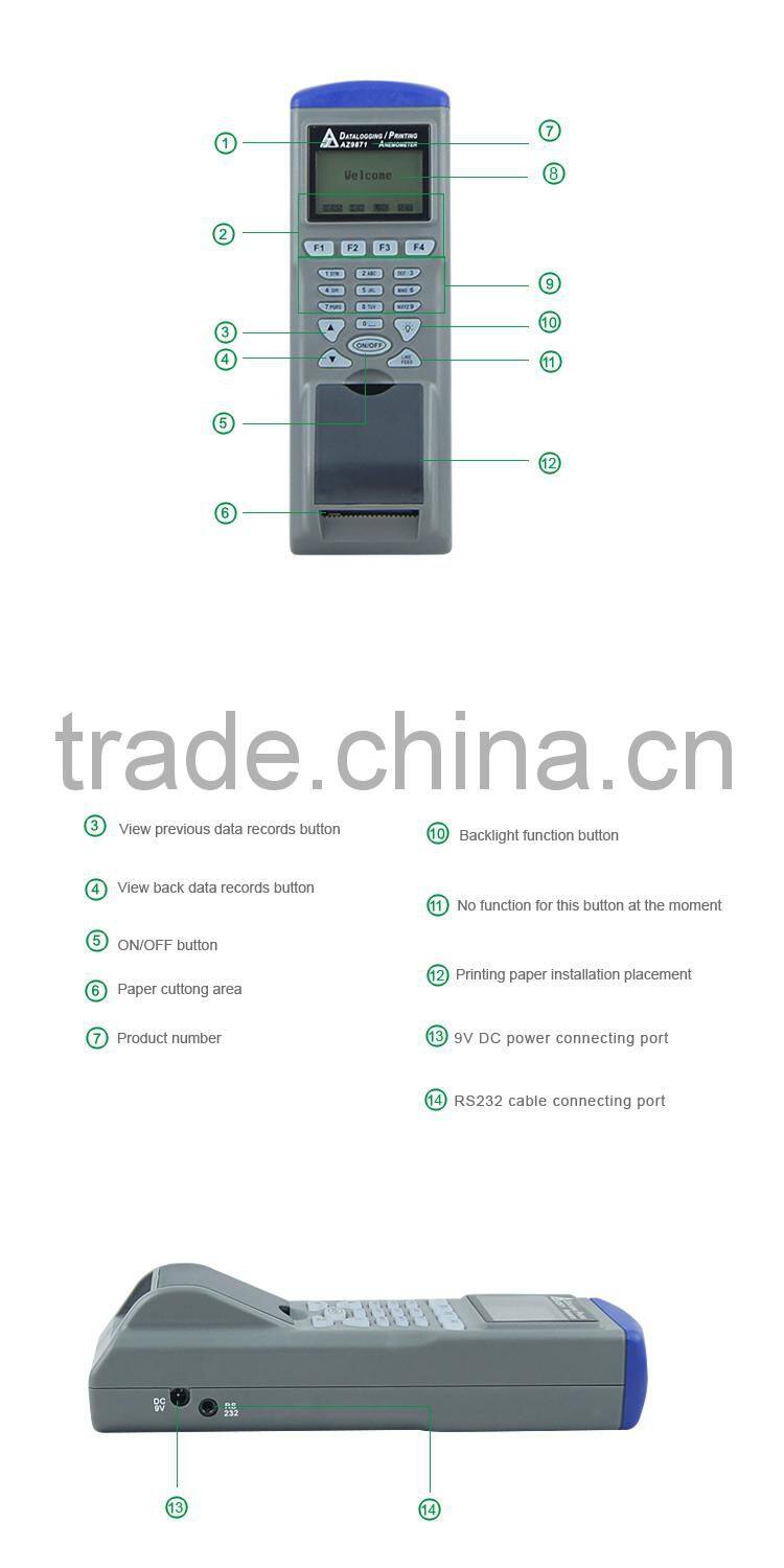 AZ 9871 Anemometer Air Flow Data Logger With Printer