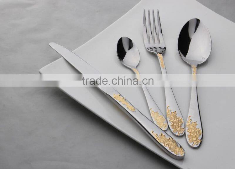 89pcs stainless steel gold plated cutlery for Turkey Iran market