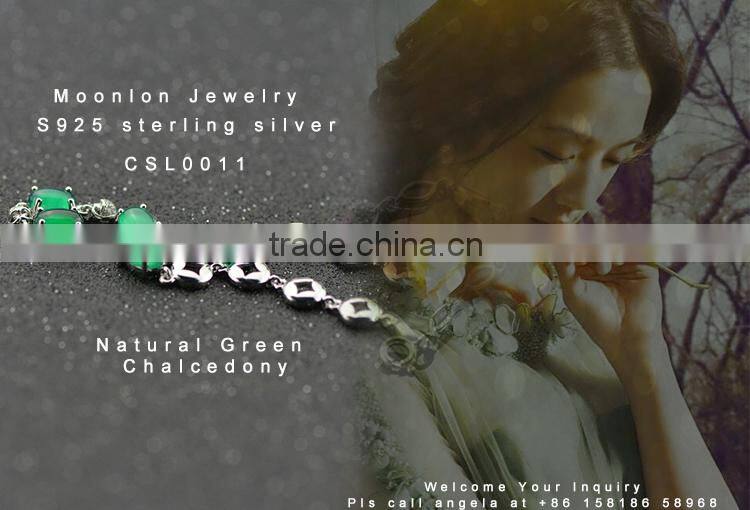 925 sterling silver green chalcedony bracelet, Charm bracelets for women