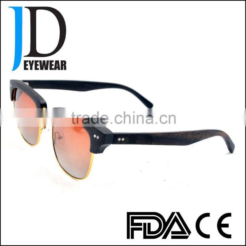 Japanese double frame metal wood sunglasses real wood sunglasses with blinds