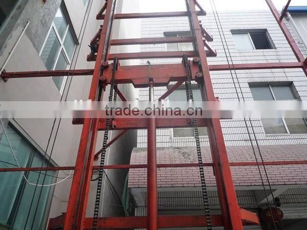 Good efficiency guide rail hydraulic cargo elevator vertical goods lift platform