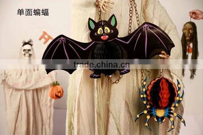 YIWU Vintage Paper Art Halloween Honeycomb 3D Hanging Decorations Lantern Spider Ghost Bat Pumpkin witch Cat