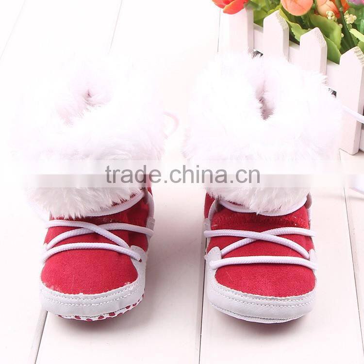 Coralon leather toddler shoe baby shoe prewalker with fuzzy ball baby shoes boots