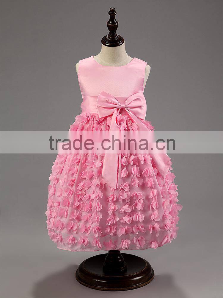 New Cute Fashion Baby Girl's Dress Kids Cotton Rose Flower Bowknot Sleeveless Princess Party Dress Wedding Flower Girl Dresses