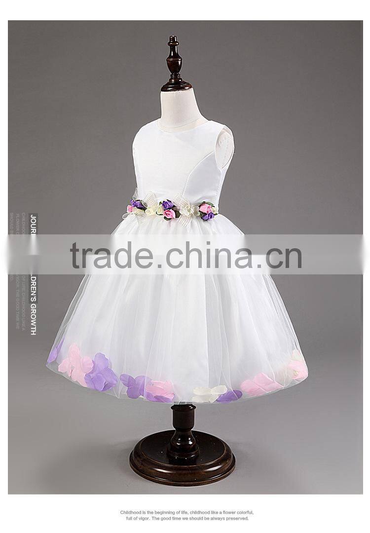 Embroidery High Quality Flower Girl Dress Ball Gown Scoop Bow Back Lace Flower Girl Dresses Kids Girl Party Wear