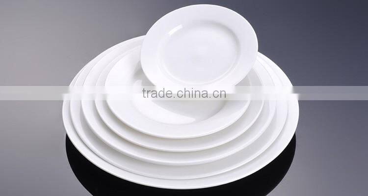 7 inch Round White Color Graceful Design Porcelain Plates Dishes For Hotel And Restaurant