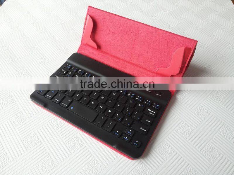Hot sale Red buletooth keyboard case, stand flip cover tablet leather case