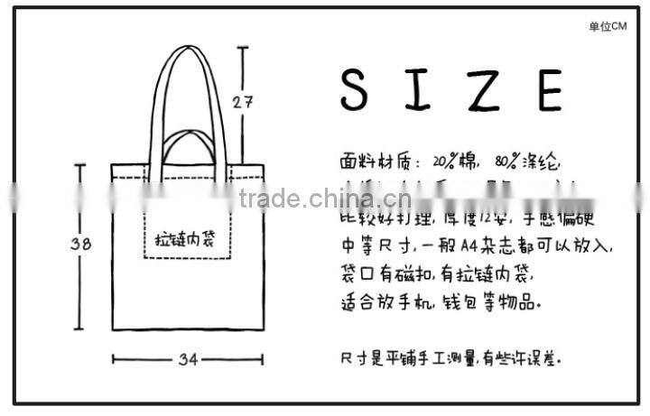 China Alibaba trade assurance supplier custom standard size multi-function handles canvas tote bag