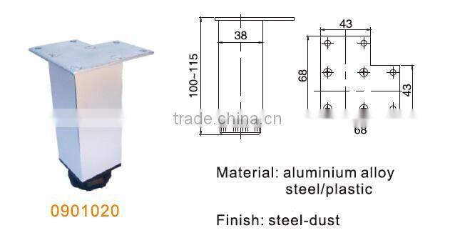 silver furniture hardware aluminum alloy cabinet leg for furniture