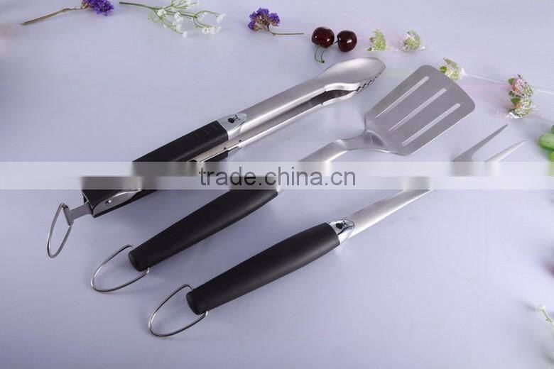 3 Piece BBQ Tools Set - Heavy Duty Professional Grade 3 Pc Barbecue Tool Set Including Grilling Spatula, Tongs, and Fork