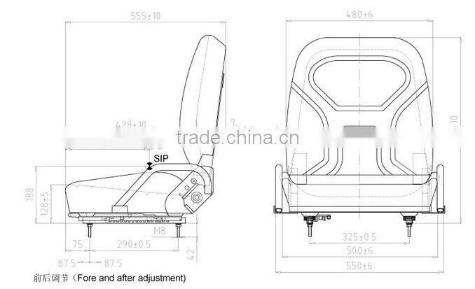 (YH-06)Universal high quality and durable back-forward adjustable PVC forklift seat