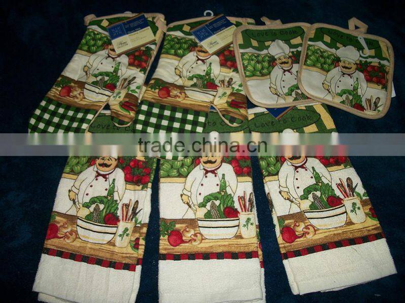 Printed Style and Christmas Design Kitchen Towel and Pot Holder&Gloves