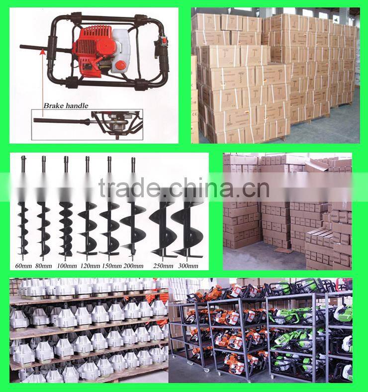 earth auger with brake or gasoline hole digger or ground auger at 49cc 52cc 71cc