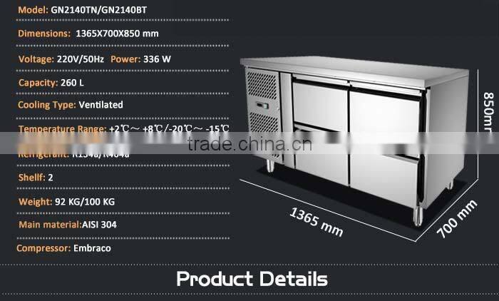 4 Drawer Stainless Steel Commercial Kitchen Chest Freezer/Deep Chest Freezer/Countertop Chest Freezer