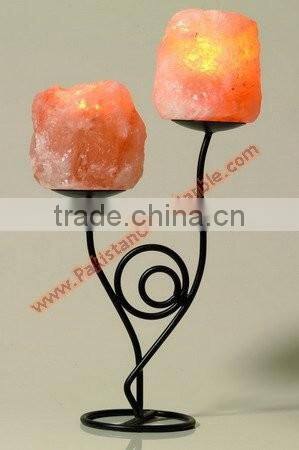 WROUGHT IRON SALT CANDLE HOLDER & TEALIGHTS