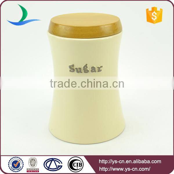 Wholesale ceramic modern food Storage Jars with wooden lid