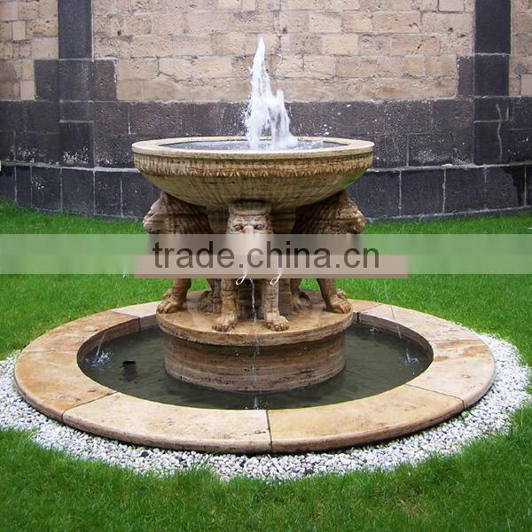 Natural Stone Water Fountain with Lion Statue