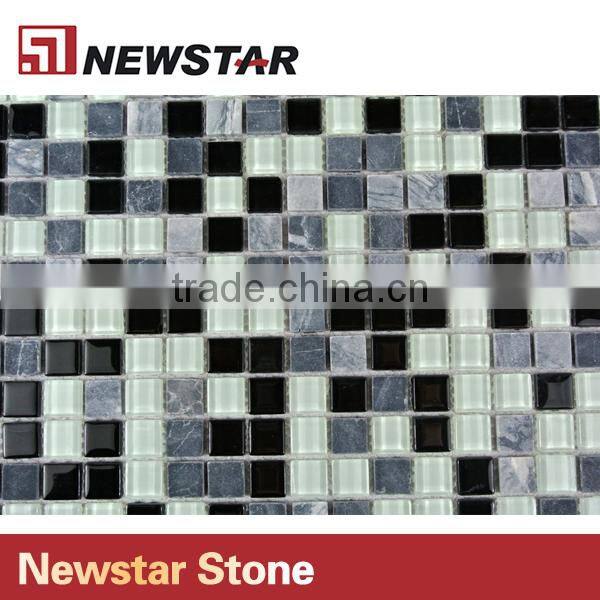 Newstar Black Grey And White Marble Tile Mix Glass Swimming Pool Mosaic