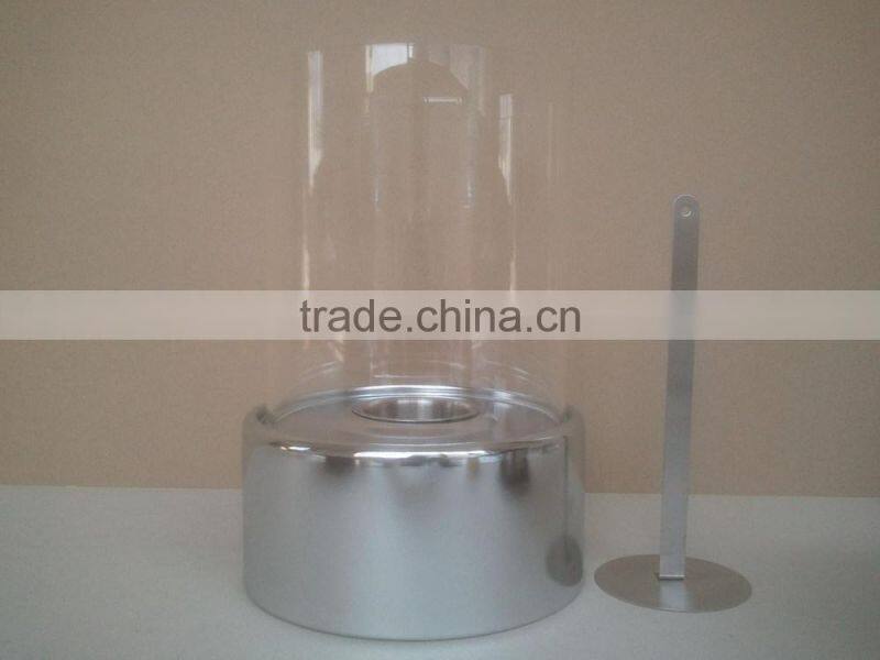 stainless steel bio fuel fireplace with clear borosilicate glass tube