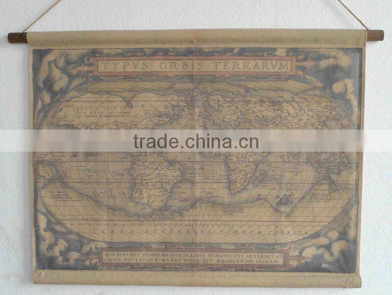 2016 new style antique linen printing wooden frame for wall decoration