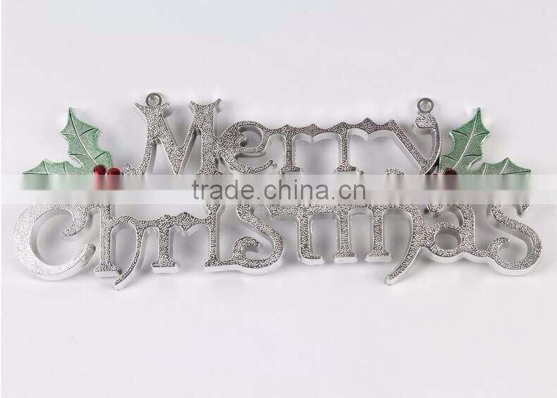 Plastic Decorative Hanging Merry Christmas Word Crafts Decoration Christmas With Leaf