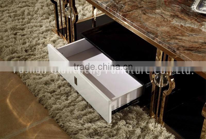 2017 rose golden stainless steel coffee table set