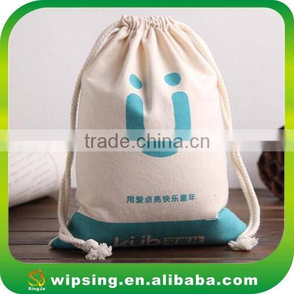Organic Large Cotton Canvas Drawstring Bag with Logo Printed
