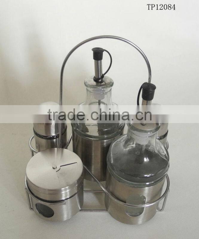 SS lid kitchen condiment sets for oil and spice