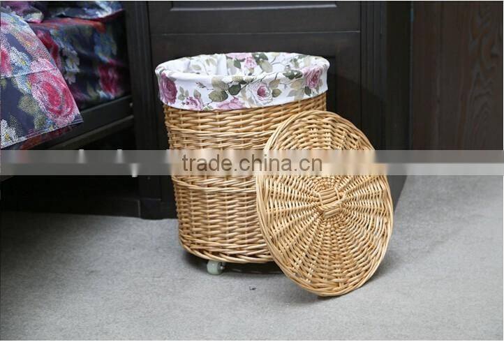 cheap round willow woven laundry hamper