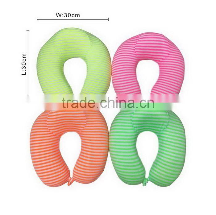 Travel Pillow with Colorful Stripes Design Comfort Memory Foam Particles U Neck Travel Pillow