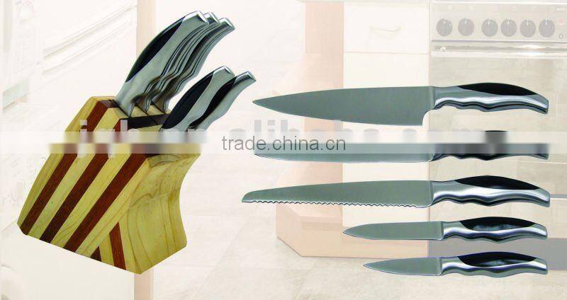 High quality stainless steel kitchen knife set with black acrylic block